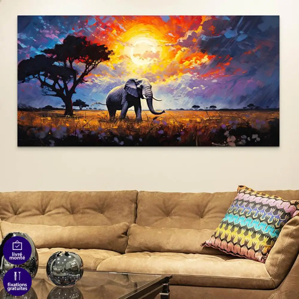 Tableau Elephant Savane Africaine - Montableaudeco