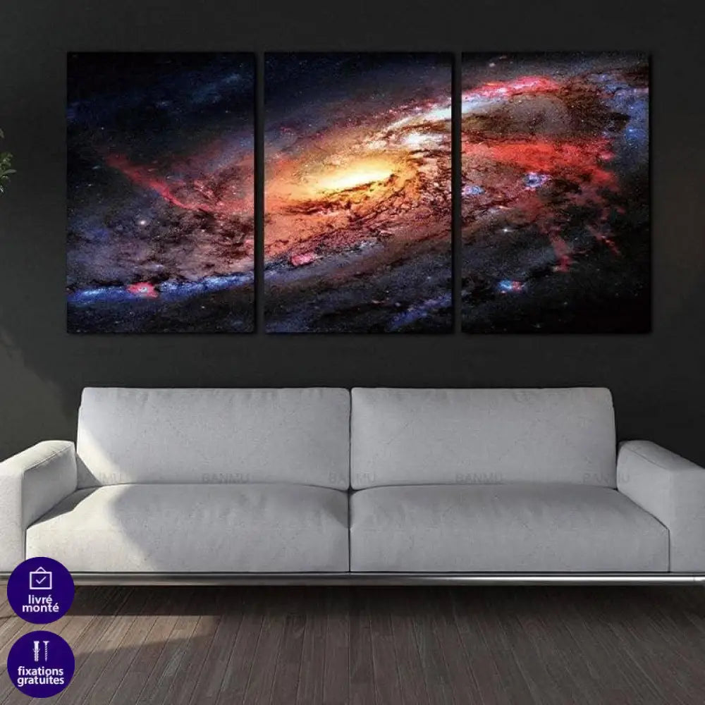 Tableau Espace La Galaxie Tryptique - Montableaudeco