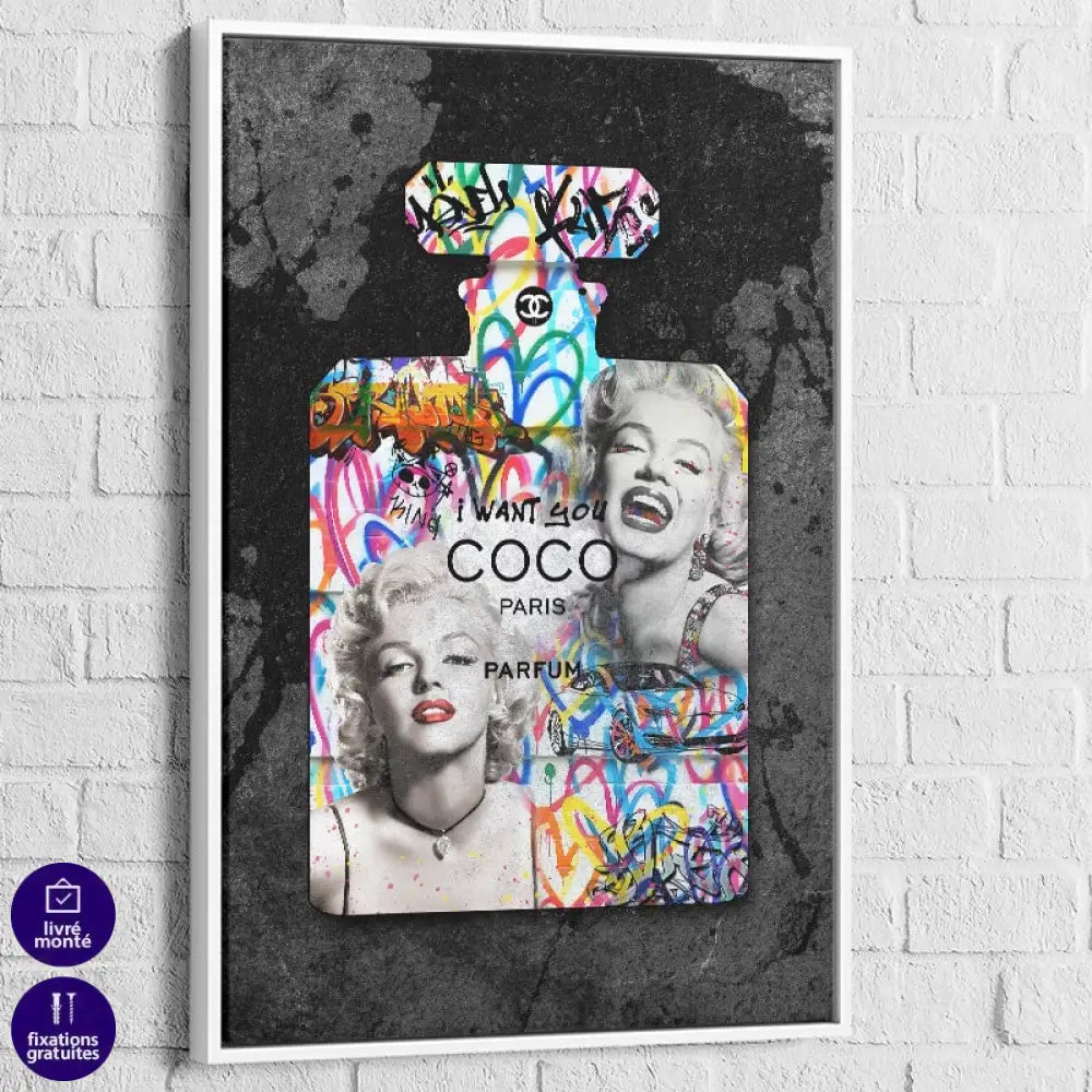 tableau déco fashion monroe cadre blanc