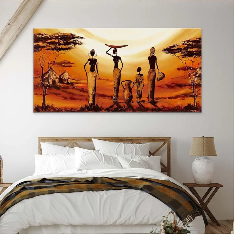 Tableau Femme Africaine Coucher de Soleil - Montableaudeco
