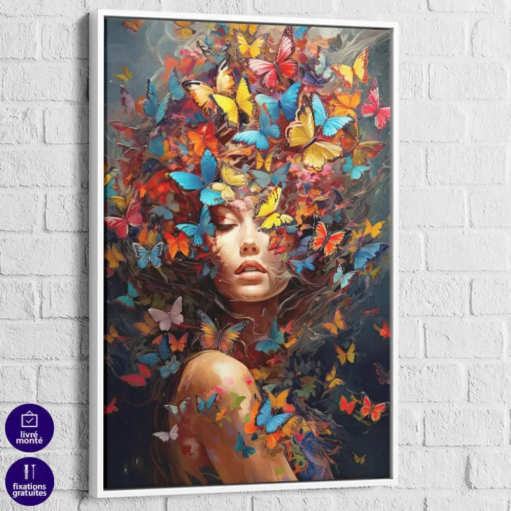 Tableau Femme Beauté Surréaliste 40x60cm / Cadre Blanc Tableau Femme