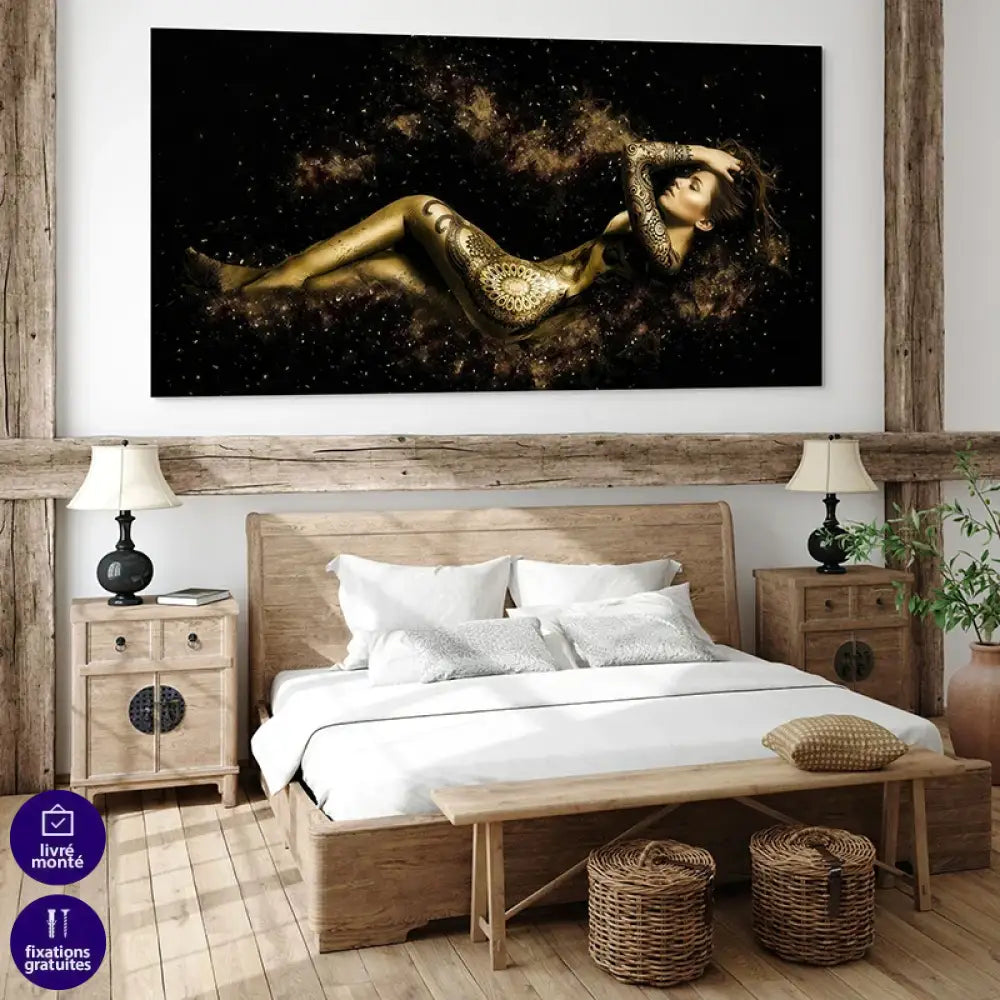 Tableau Femme en or tatoo 80x40cm / Toile tendue sur châssis Tableau Sexy