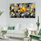 art mural fleur jaune contraste gris élégant