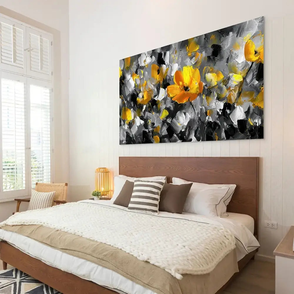 tableau abstrait fleur lumineuse point focal salon