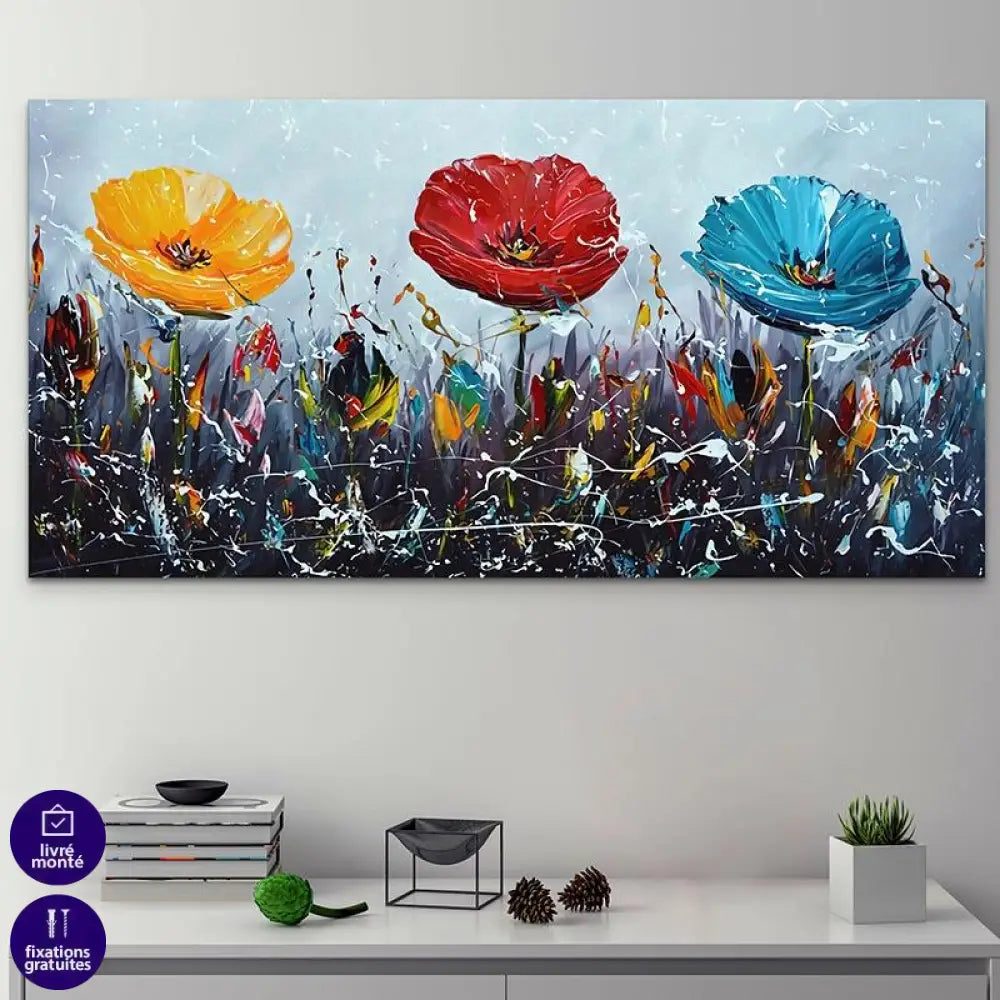 Tableau Fleur Les 3 Coquelicots - Montableaudeco