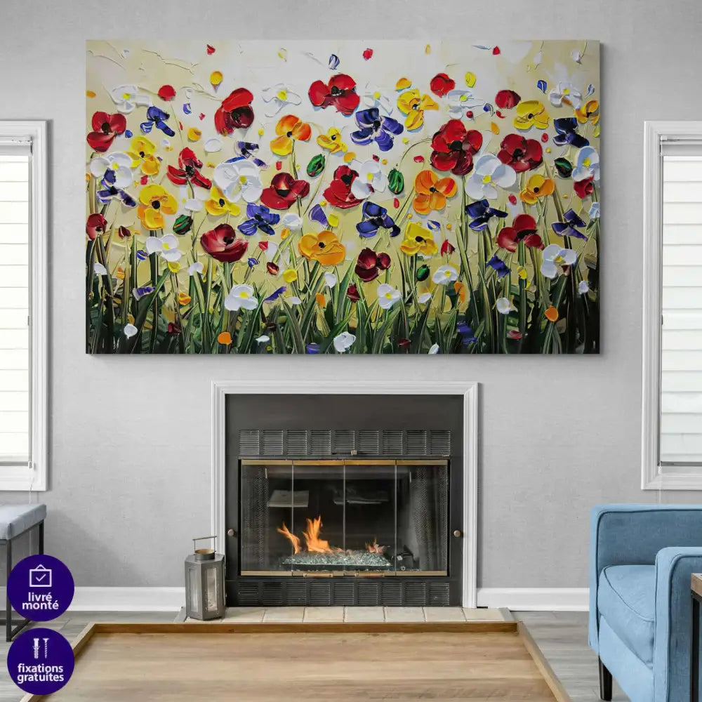 Tableau Fleur Un Champ de Fleurs - Montableaudeco