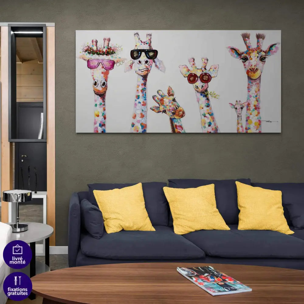 Tableau Girafe En famille - Montableaudeco