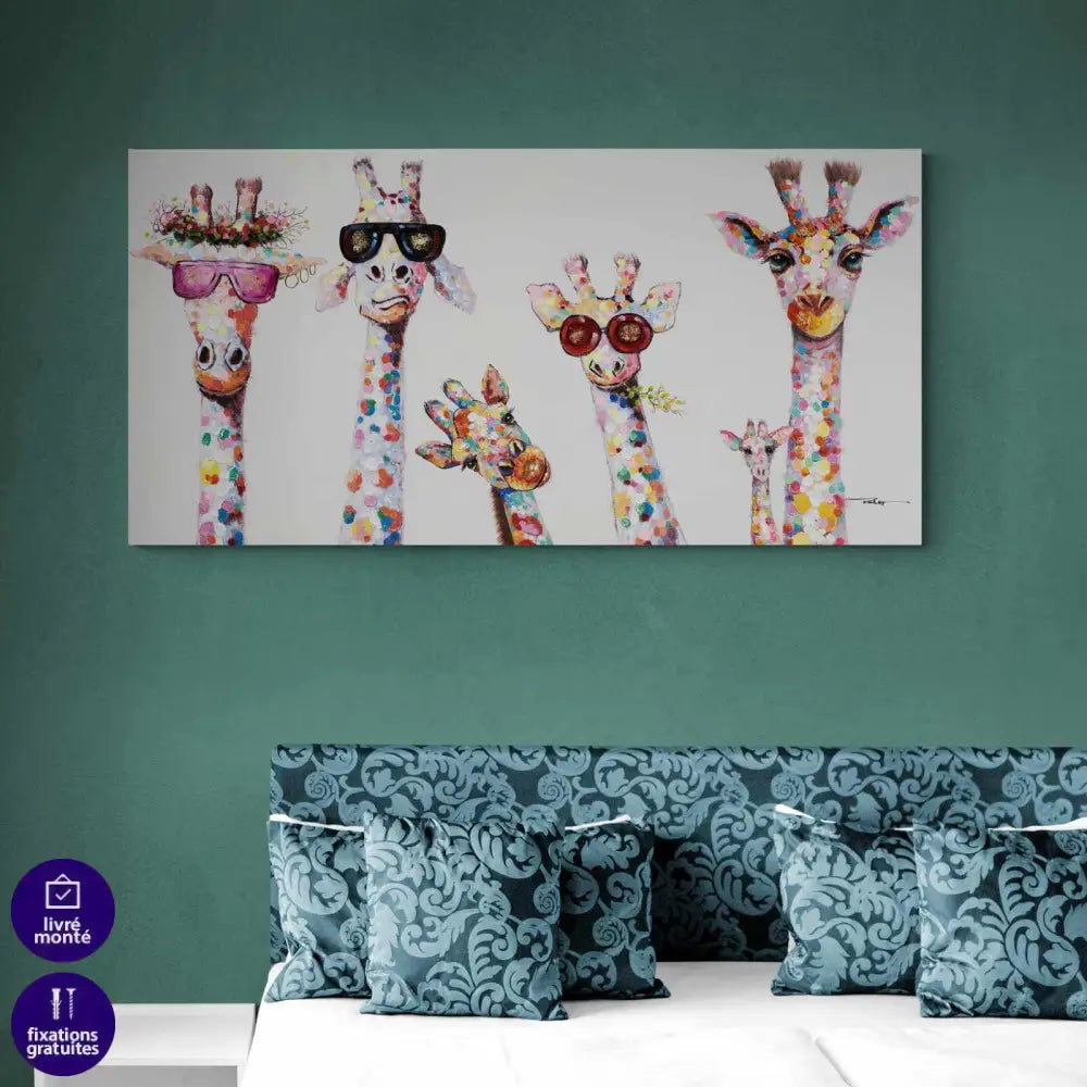 Tableau Girafe En famille - Montableaudeco