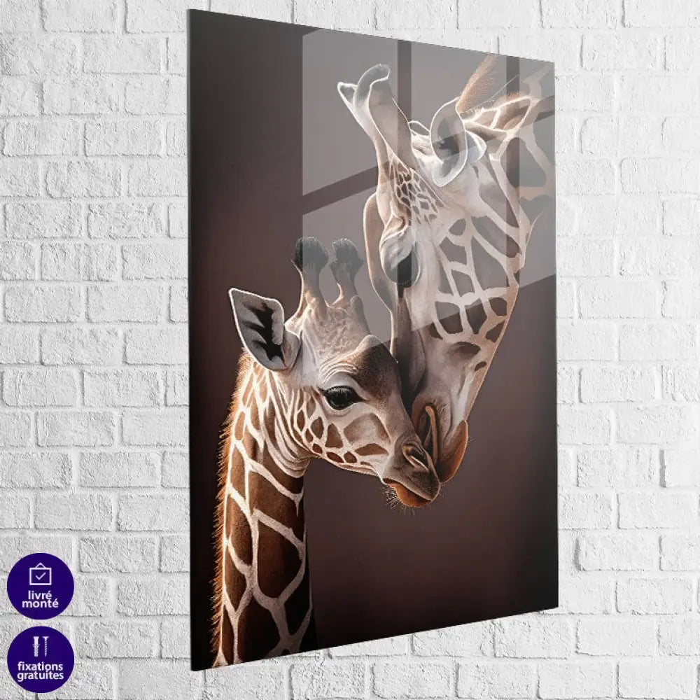 Art mural girafe design - tableau émotionnel de la nature africaine

