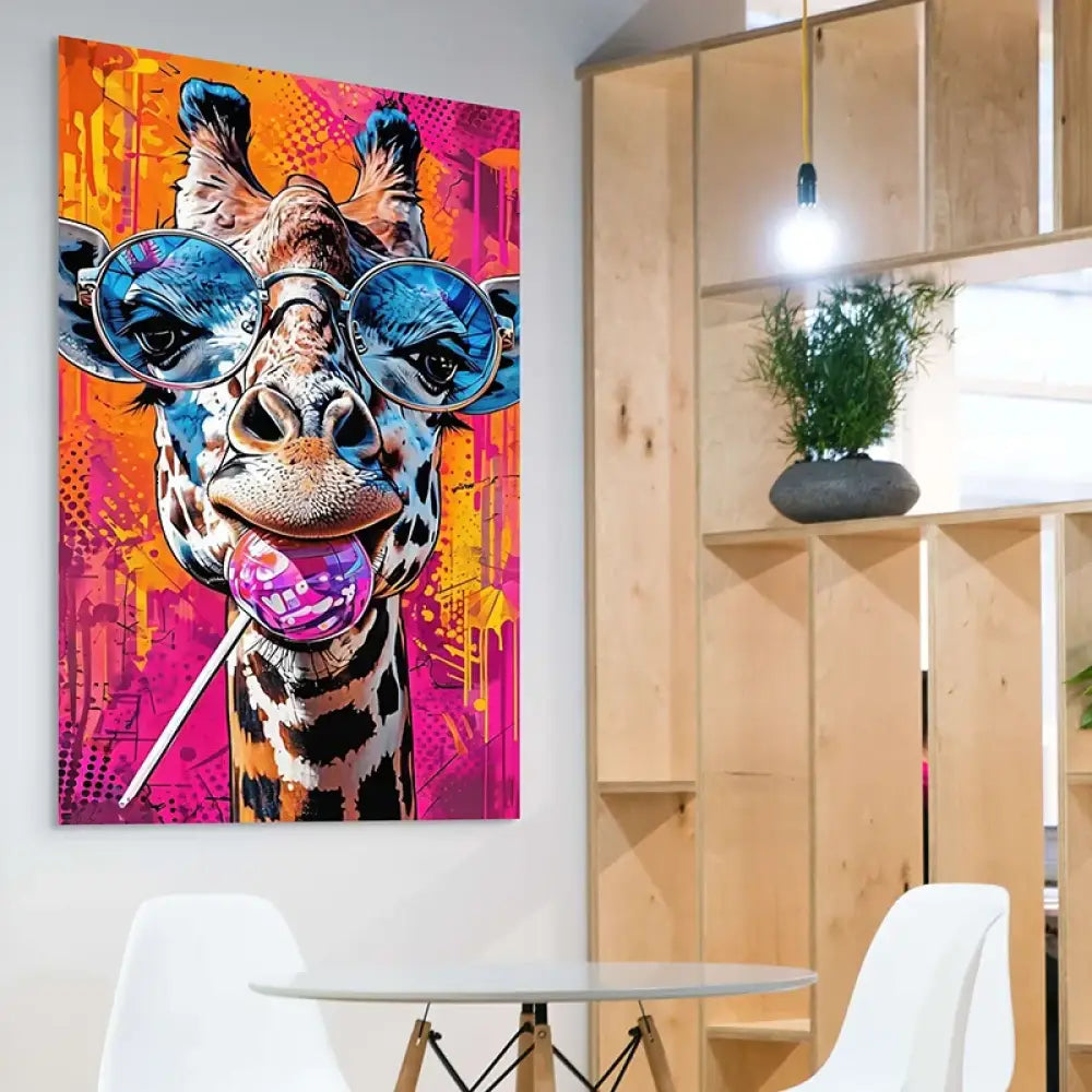Tableau Girafe Pop Art Lunettes Tableau Girafe
