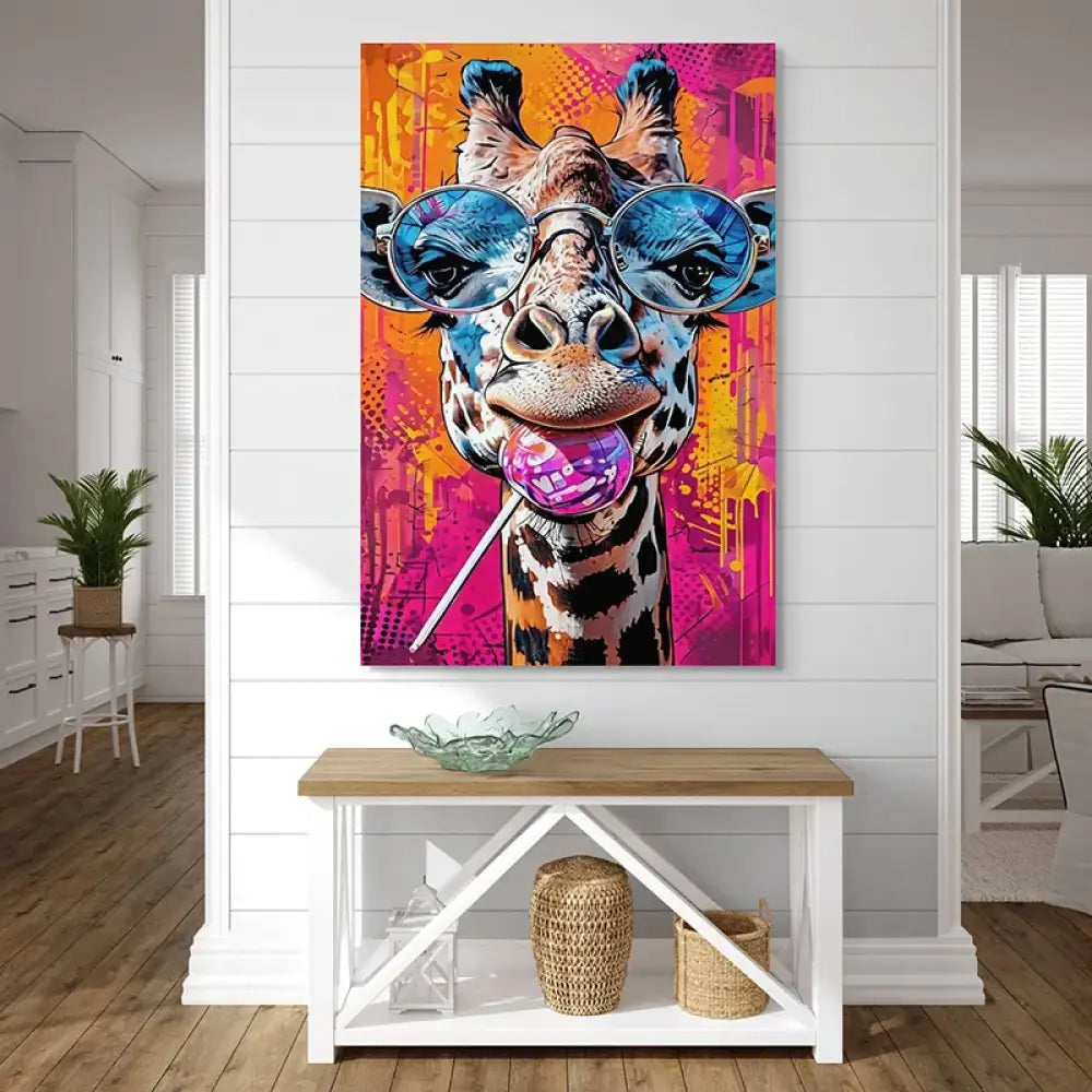 Tableau Girafe Pop Art Lunettes Tableau Girafe