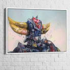 Goldorak Painting Tags and Graffiti 16 x 24 in  White Floating Frame Animation White Floating Frame