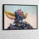 Goldorak Painting Tags and Graffiti 16 x 24 in  Black Floating Frame Animation Black Floating Frame