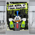 tableau graffiti canard millionnaire bouteilles