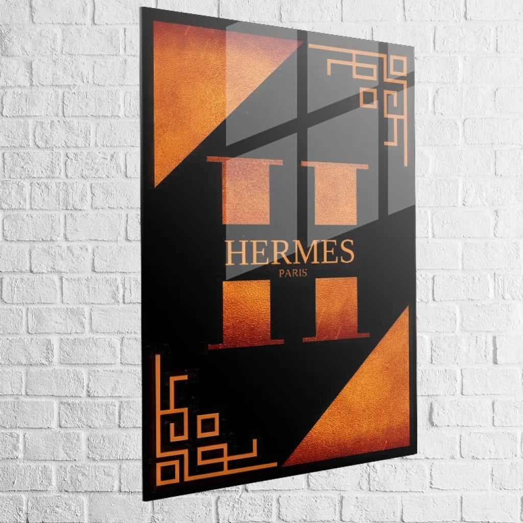 Tableau Hermès Rouge et Or 40x60cm / Plexiglas / Hermès Rouge Tableau Luxe