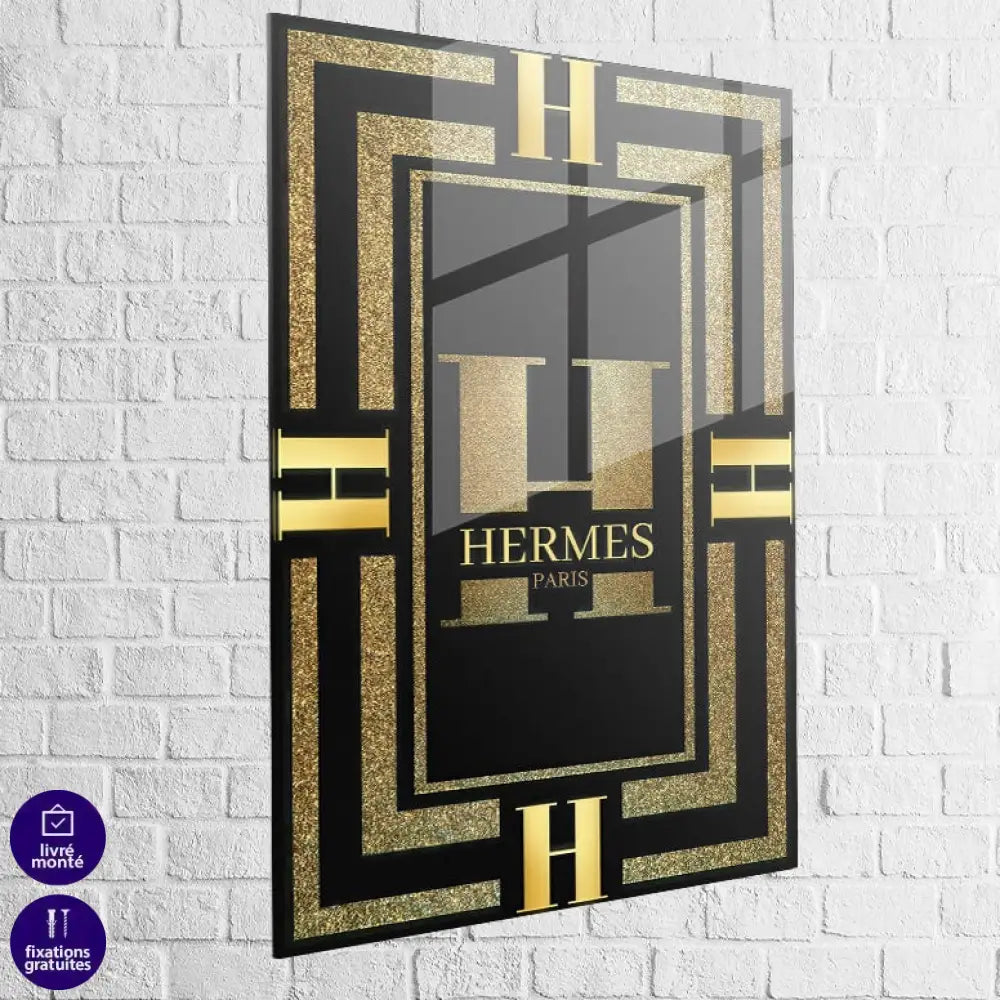 Tableau Hermès Rouge et Or 40x60cm / Plexiglas / Hermès Or Tableau Luxe