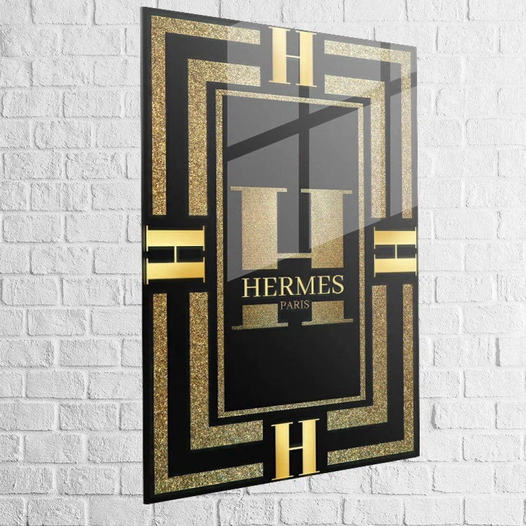Tableau Hermès Rouge et Or 40x60cm / Plexiglas / Hermès Or Tableau Luxe