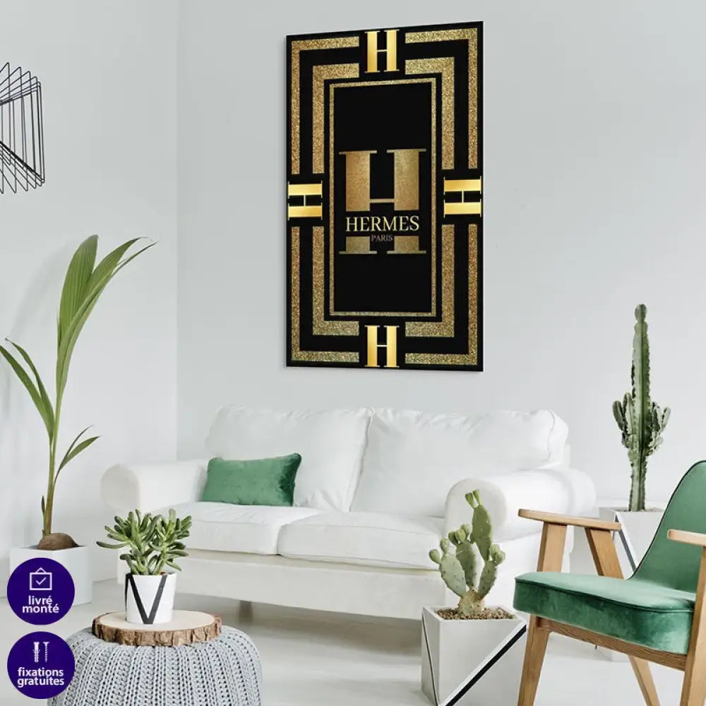 Tableau Hermès Rouge et Or Tableau Luxe