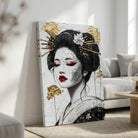 Tableau geisha moderne noir et or style japonais élégant