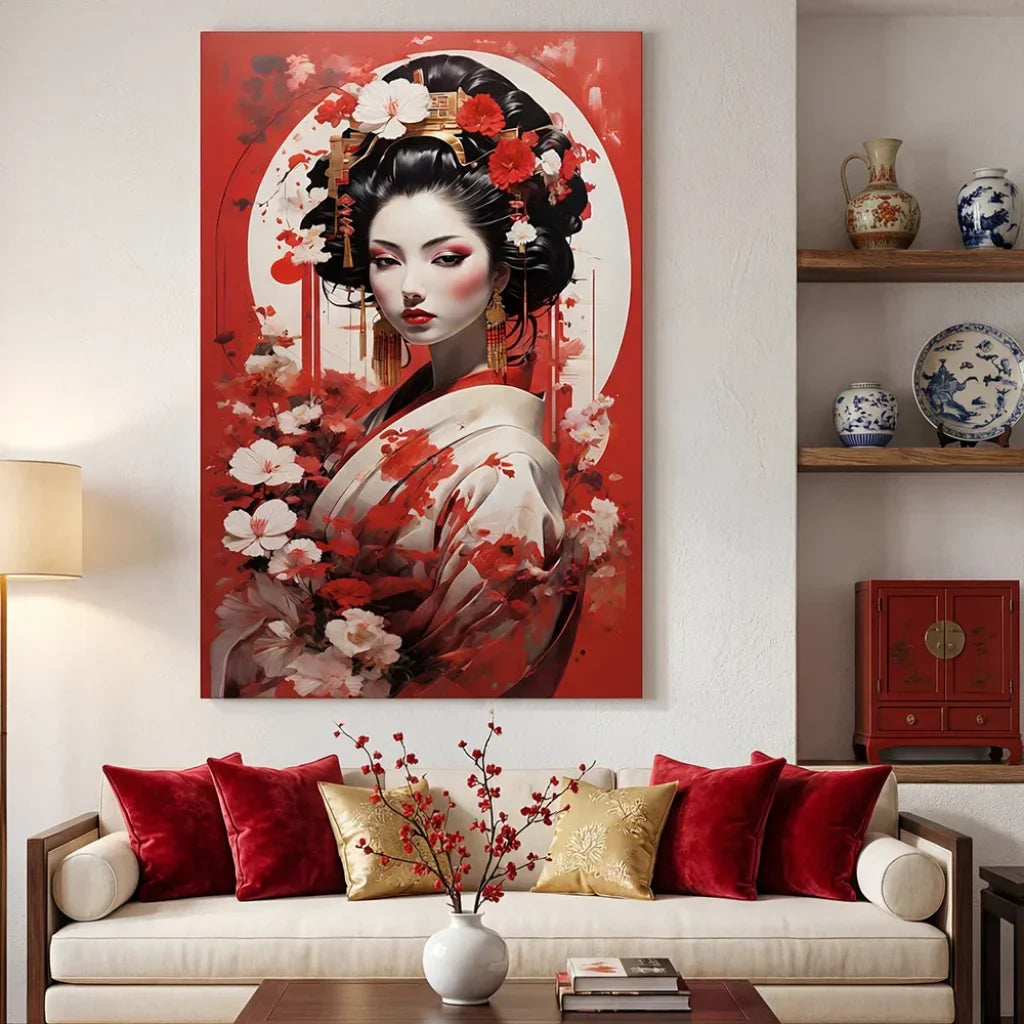 Tableau art japonais femme élégante décoration murale