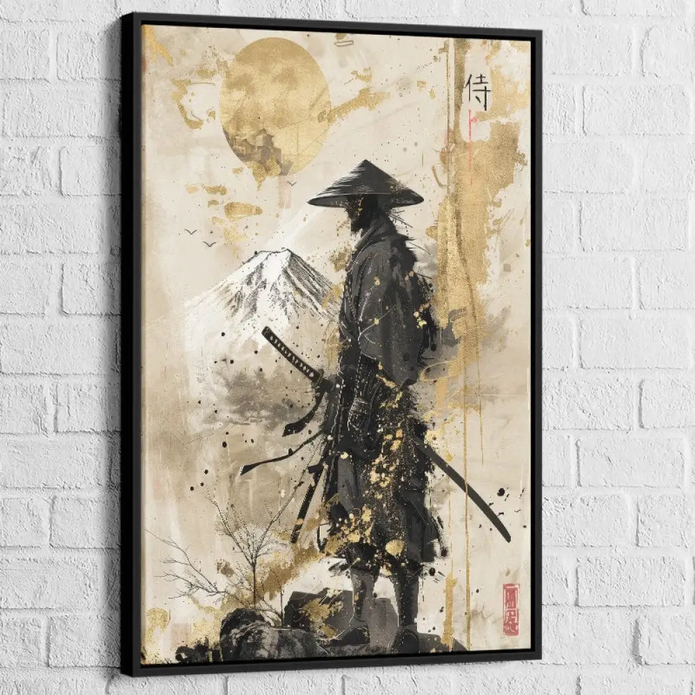 Tableau japonais Le Dernier Samouraï avec cadre noir – décoration murale zen et moderne