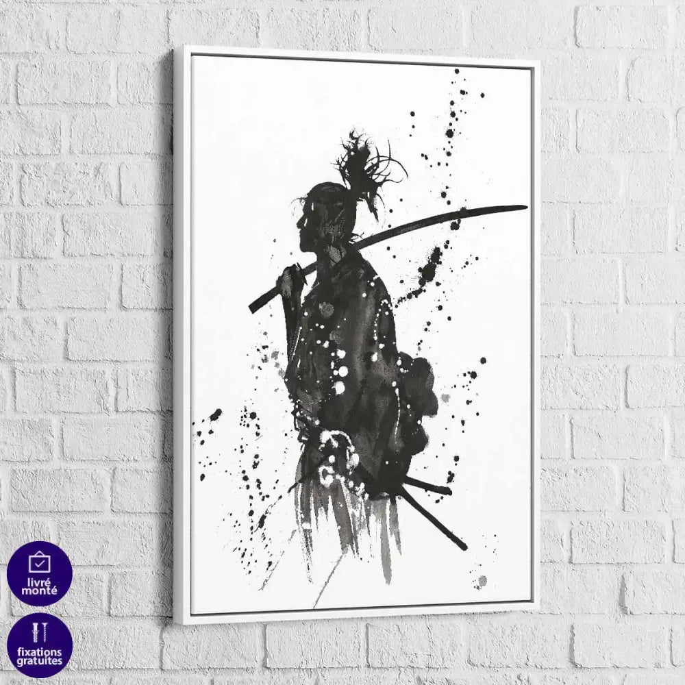 Tableau Japonais Le Samouraï Noir et Blanc - Montableaudeco