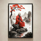 Japanese Zen painting monk meditation wall art