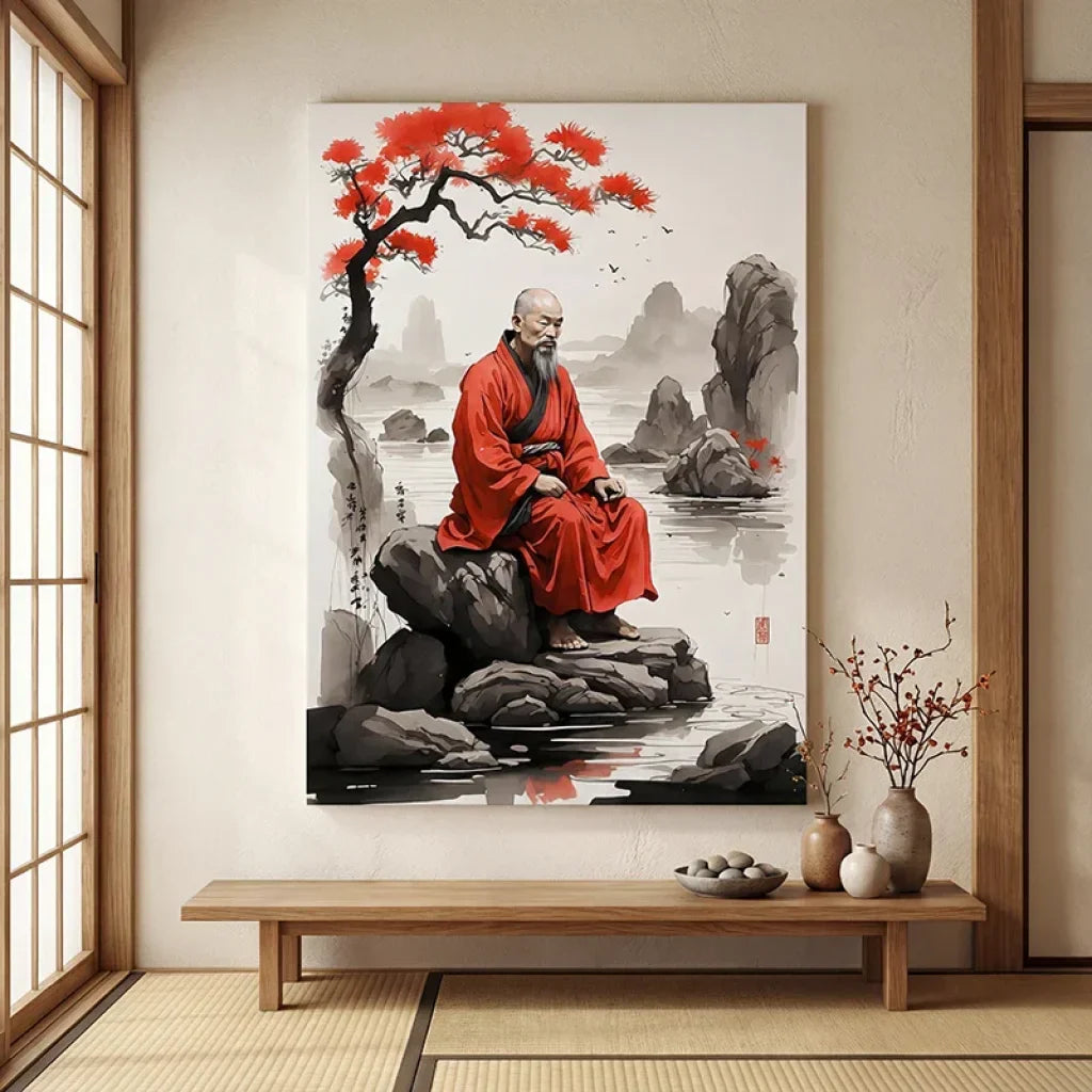 Zen Buddhist monk painting interior decoration