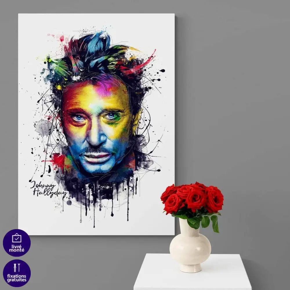 Tableau Johnny Hallyday Aquarelle - Montableaudeco