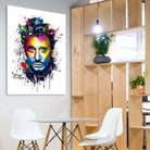 Détail visage aquarelle – Johnny Hallyday, art mural design
