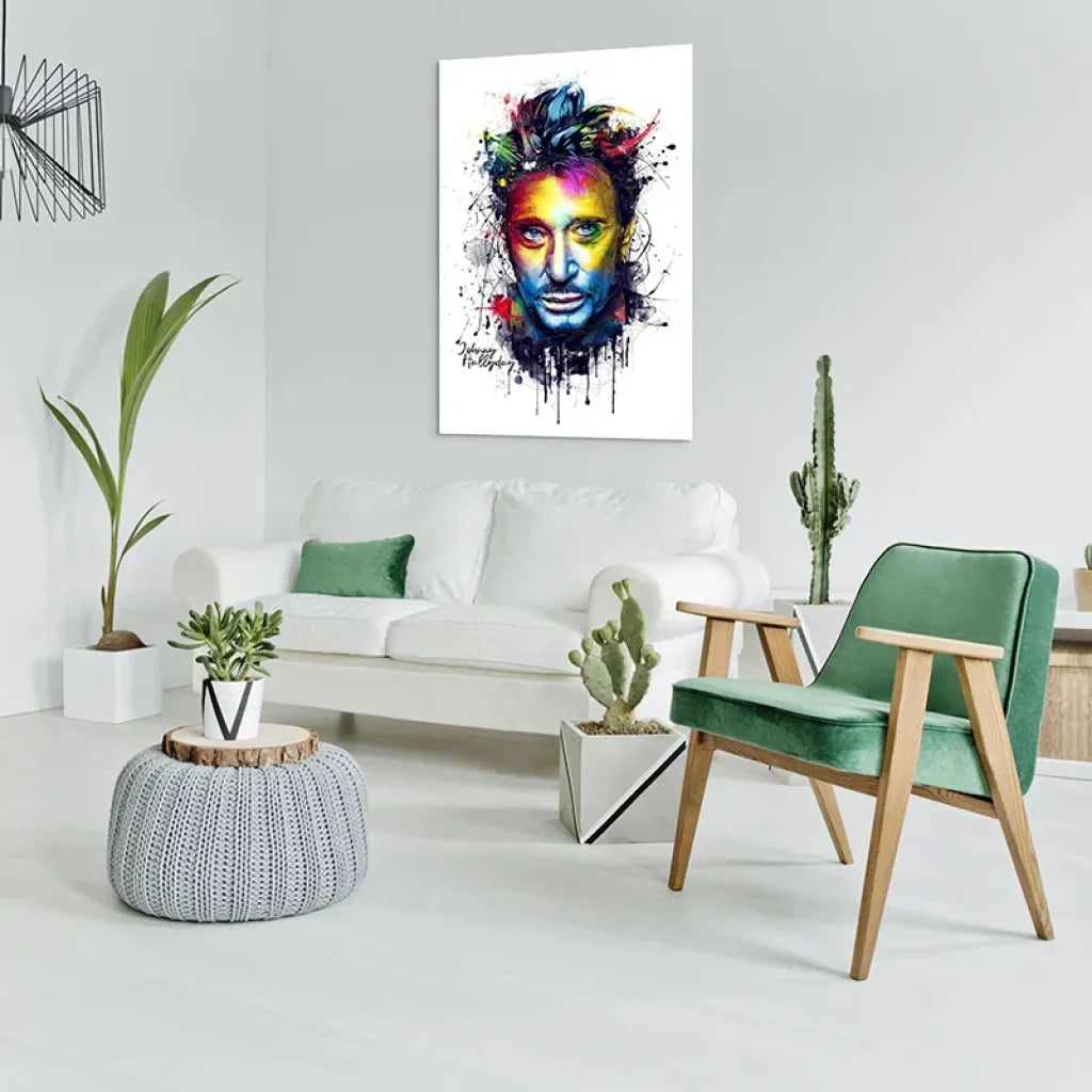 Affiche Johnny Hallyday pop aquarelle pour décoration murale
