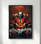 Joker Clown Painting Rich black floating frame, high-end finish