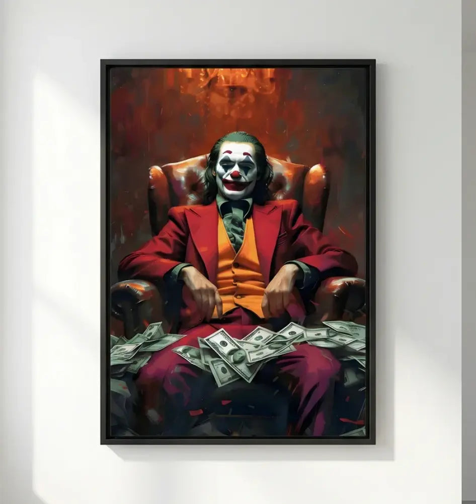 Joker Clown Painting Rich black floating frame, high-end finish