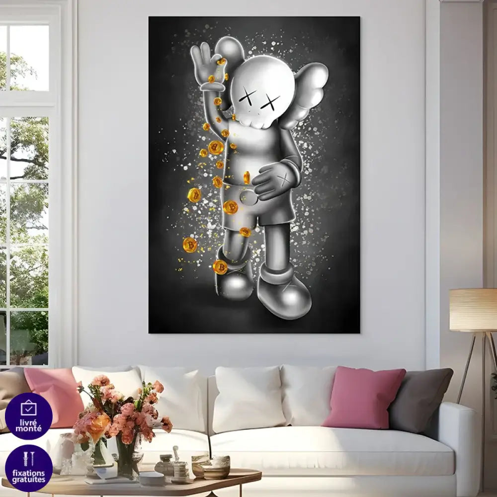 Affiche Kaws Bitcoin, look street art moderne