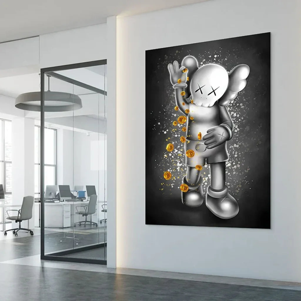 Tableau Kaws – Bitcoin Shower | Pop Art Crypto – Montableaudeco