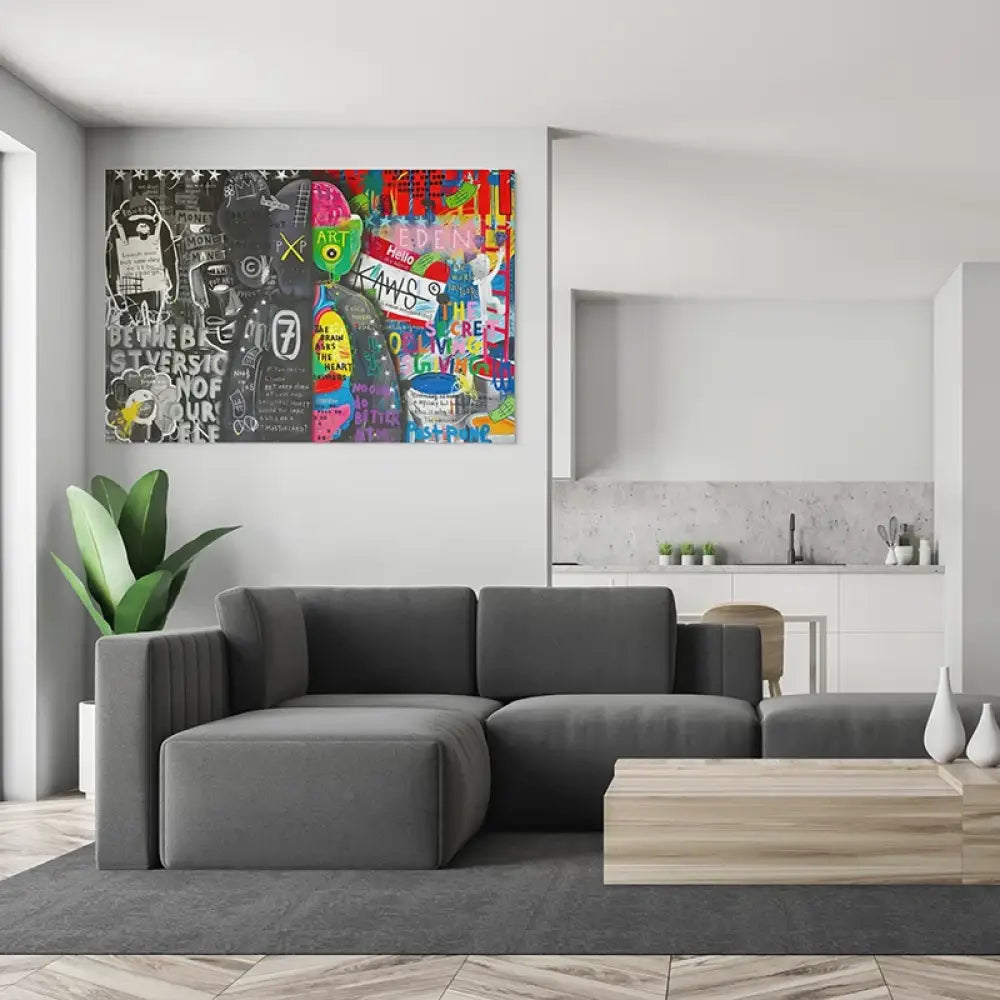 décoration murale kaws graffiti notes lettres et tags contemporains