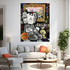 Affiche Kaws Iconic, collage typographique et couronne “king”