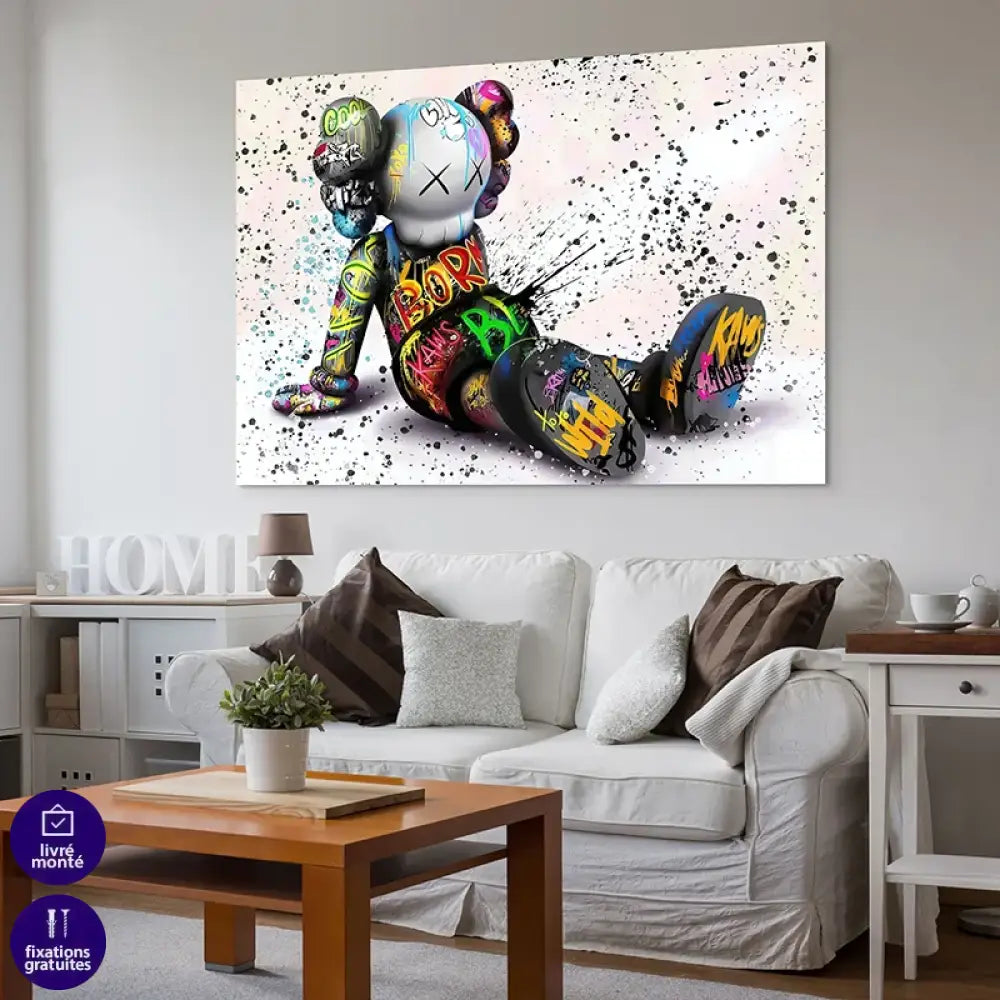 tableau graffiti pop lettrages vifs sur fond clair