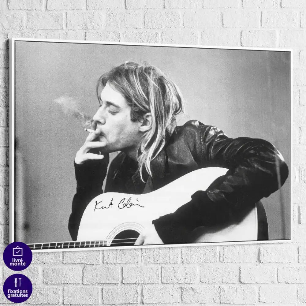 Tableau Kurt Cobain 40x60cm / Cadre blanc Tableau Abstrait