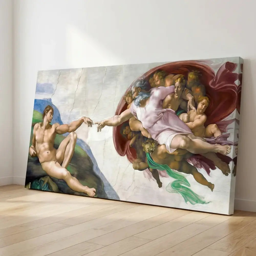 Painting The Creation of Adam Michelangelo wall reproduction horizontal format