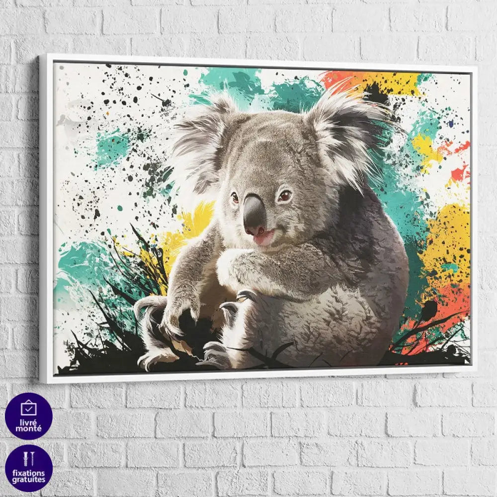 Tableau Le Koala 40x60cm / Cadre Blanc Tableau Animaux