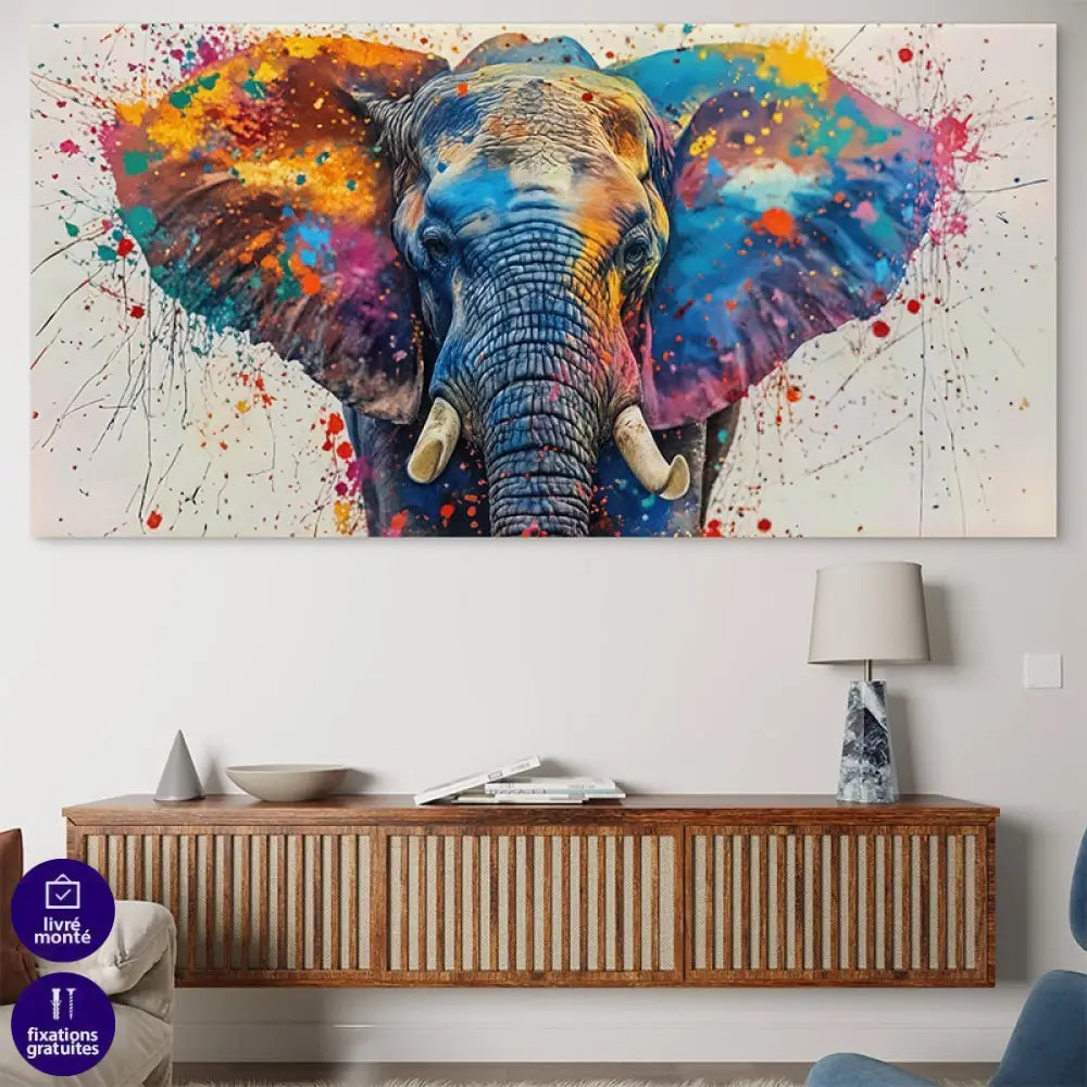 Décoration murale éléphant design style street art et moderne

