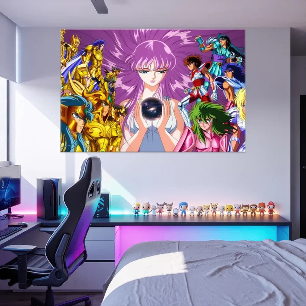Poster Saint Seiya avec Athéna et les Chevaliers d’Or

