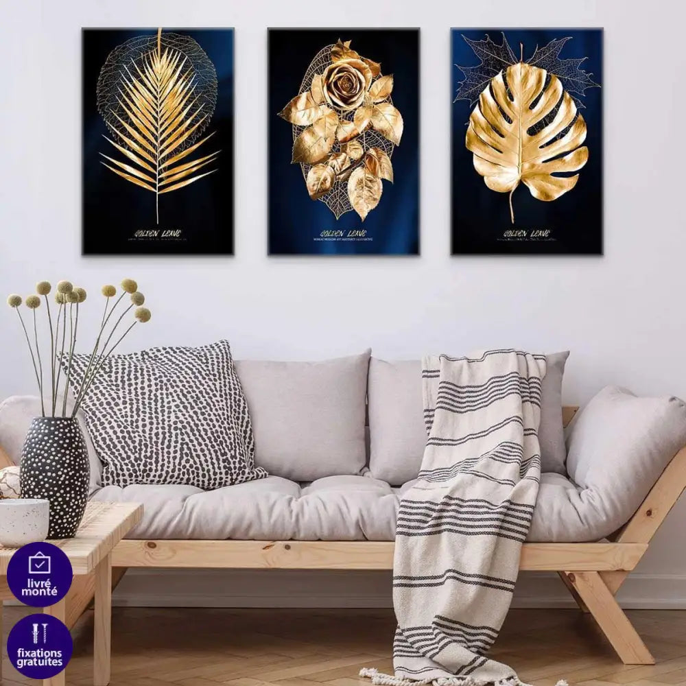 Tableau Les Feuilles en Or - Montableaudeco