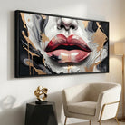 Black and gold abstract art lips wall decoration