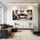 Contemporary black and gold lip painting