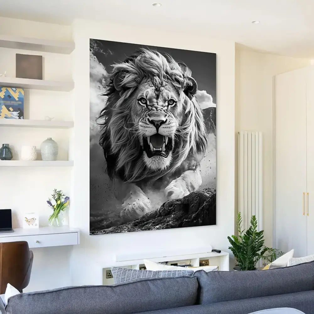 lion regard caméra crinière dense fine-art