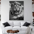 tableau lion majestueux pour salon moderne