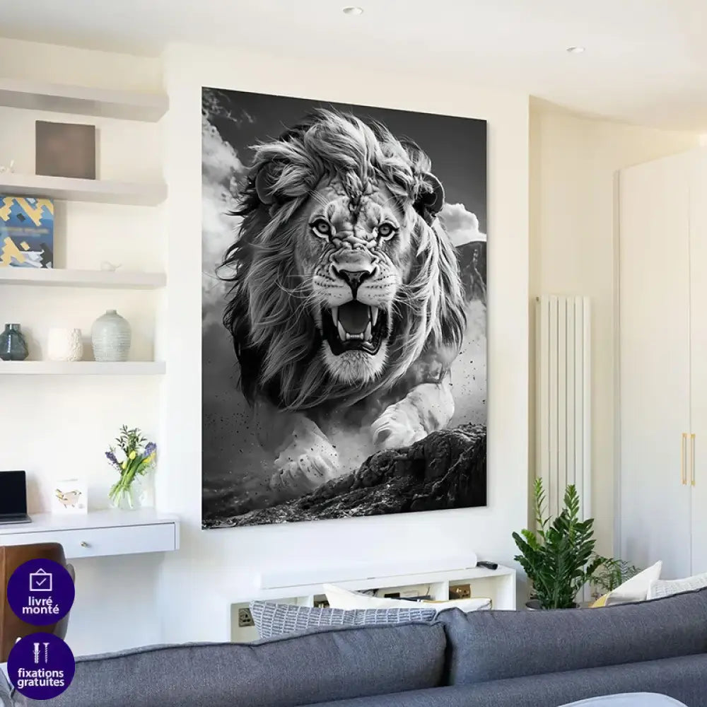 lion regard caméra crinière dense fine-art