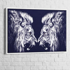 tableau mural de lions en duel artistique

